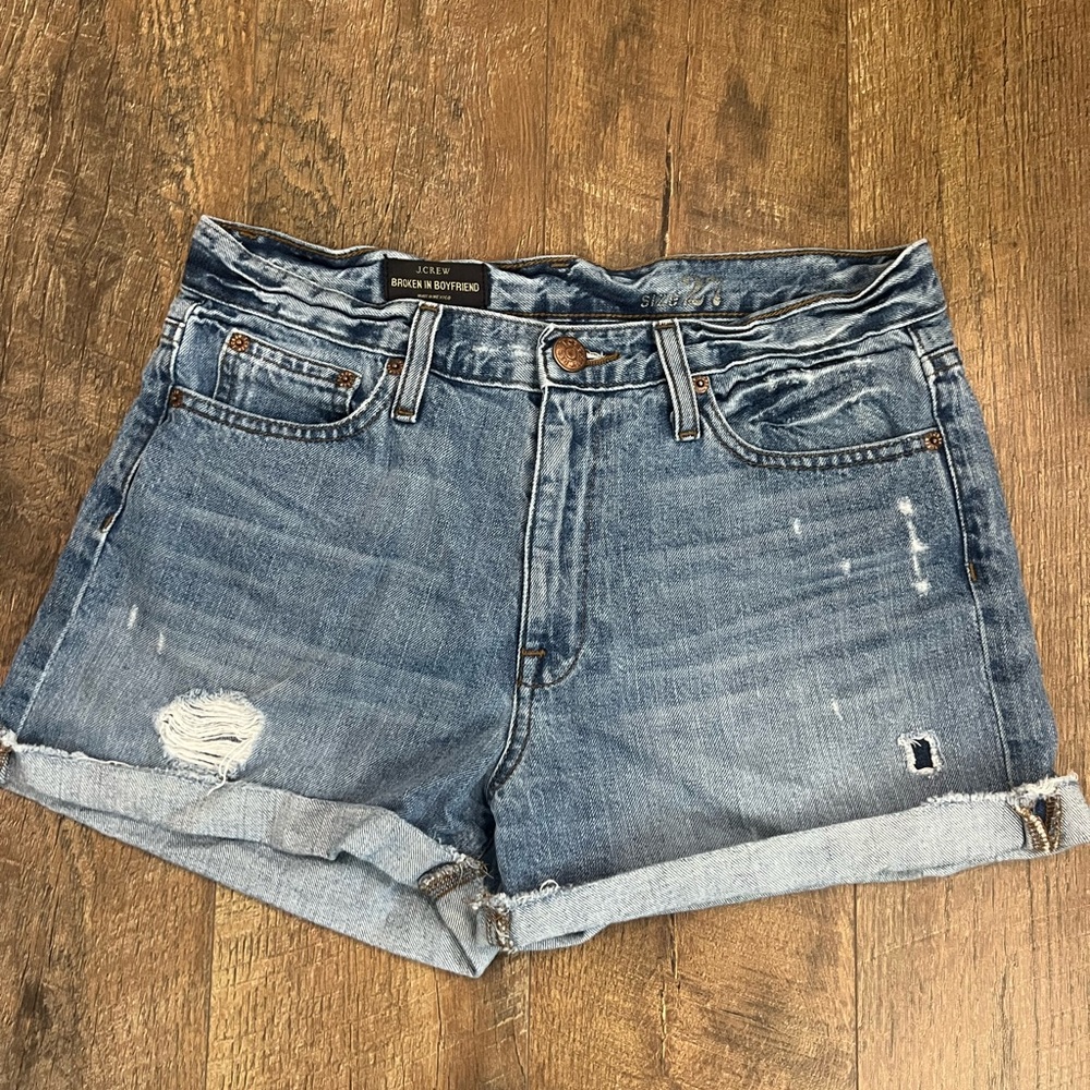 J. Crew Broken in Boyfriend Jean Shorts High Rise 27